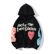 Graffiti Letter Foam Fleece Baggy Sweatshirts Men's Oversized High Street Casual Hooded Hoodie Unisex Pullover Loose Hoody