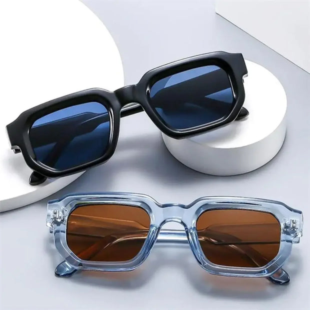 Men Vintage Rectangle Frame Sunglasses Fashion Retro Sun Glasses Luxury Brand Design UV400 Shades Eyewear Women Goggles