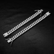 Shiny Cuban Chunky Chain Bracelets For Fashion Women Men Silver Color Rhinestone Bracelets