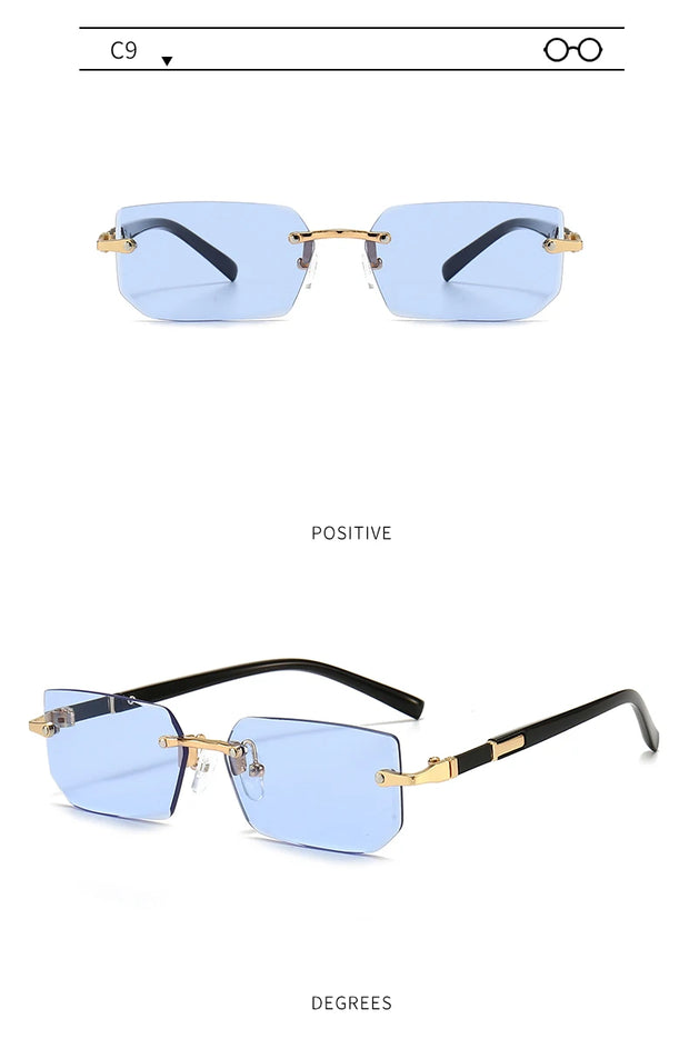 Rimless Rectangle Sunglasses Fashion Men Women Shades Small Square Sun Glasses For Female Trendy Summer Outdoor Accessory