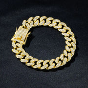 Shiny Cuban Chunky Chain Bracelets For Fashion Women Men Silver Color Rhinestone Bracelets