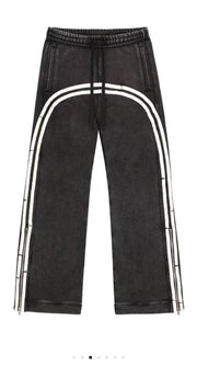 Y2K Cargo Pants Men Women Harajuku Double Stripes Zipper Embroidered High Waist Streetwear High waisted Wide Leg Pants Trousers