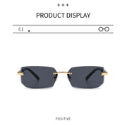 Rimless Rectangle Sunglasses Fashion Men Women Shades Small Square Sun Glasses For Female Trendy Summer Outdoor Accessory