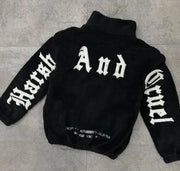 New Gothic Punk Letter Embroidered Oversized Sweatshirt American Retro Casual Street Clothing Men Fashion Versatile Warm Jacket