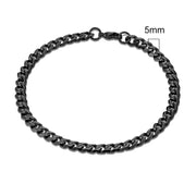 MKENDN Punk Men 3-11mm Stainless Steel Black Dainty Curb Cuban Link Chain Bracelets for Women Unisex Solid Jewelry Gifts