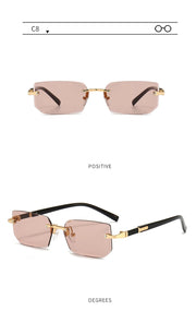 Rimless Rectangle Sunglasses Fashion Men Women Shades Small Square Sun Glasses For Female Trendy Summer Outdoor Accessory