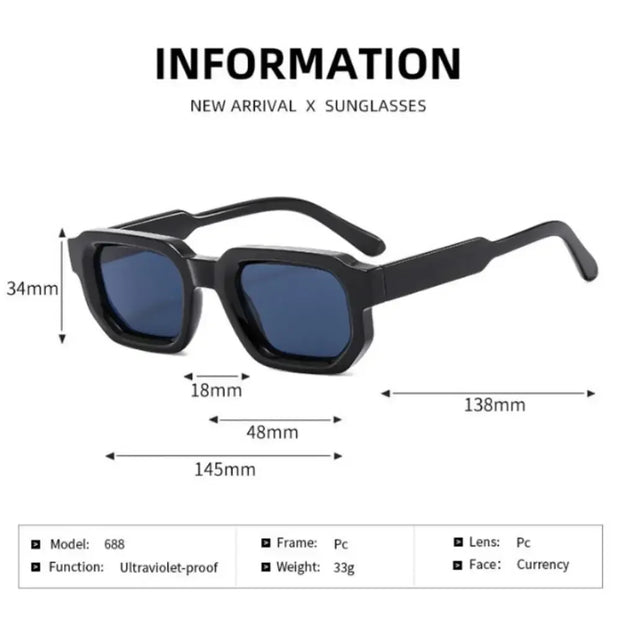 Men Vintage Rectangle Frame Sunglasses Fashion Retro Sun Glasses Luxury Brand Design UV400 Shades Eyewear Women Goggles