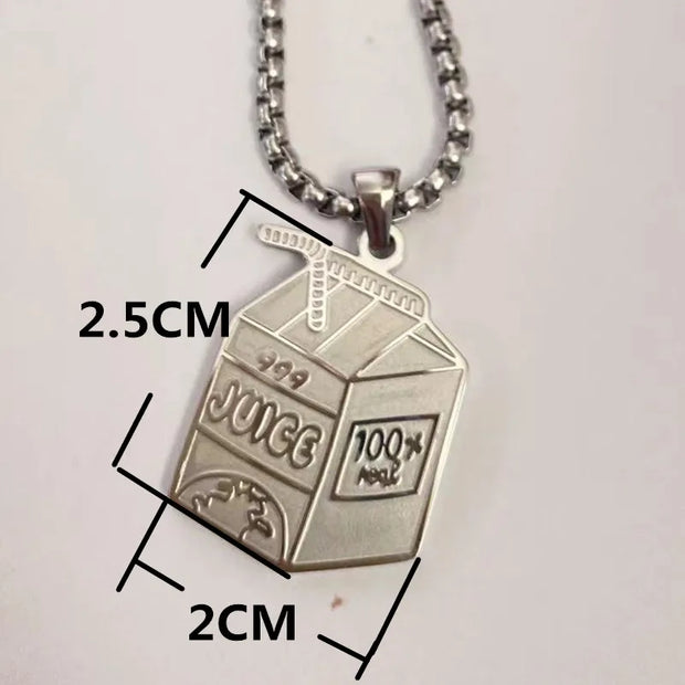 Exquisite Stainless Steel Juice Cup Pendant Necklace Personality Hip Hop Necklace Hoodie Accessories Fashion Jewelry for Couples