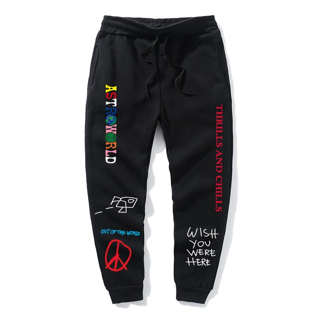 Quality Fleece Trousers ASTROWORLD Letter Printed Women Men Jogging Pants Hip Hop Streetwear Men SweatpantS