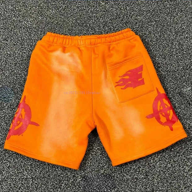 Ins Tide Five Pants Men and Women American Retro Pattern Printing Cotton Shorts Y2k Summer New Loose Street Style Couple Shorts