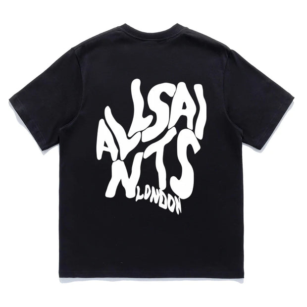 ALL SAINTS T Shirts Creative Letter Front Back Print RoundNeck Short Sleeve Men Women Summer Casual All-match Black White Tee